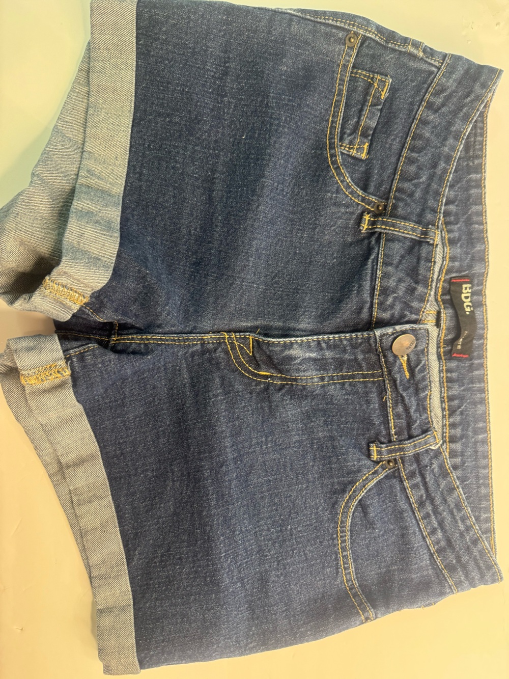 BDG Dark Blue Rolled Hem Denim Shorts
